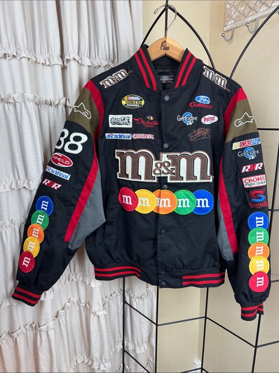 Senning Other - M&M's Black Racing Patch Bomber Jacket with Multicolor Patches